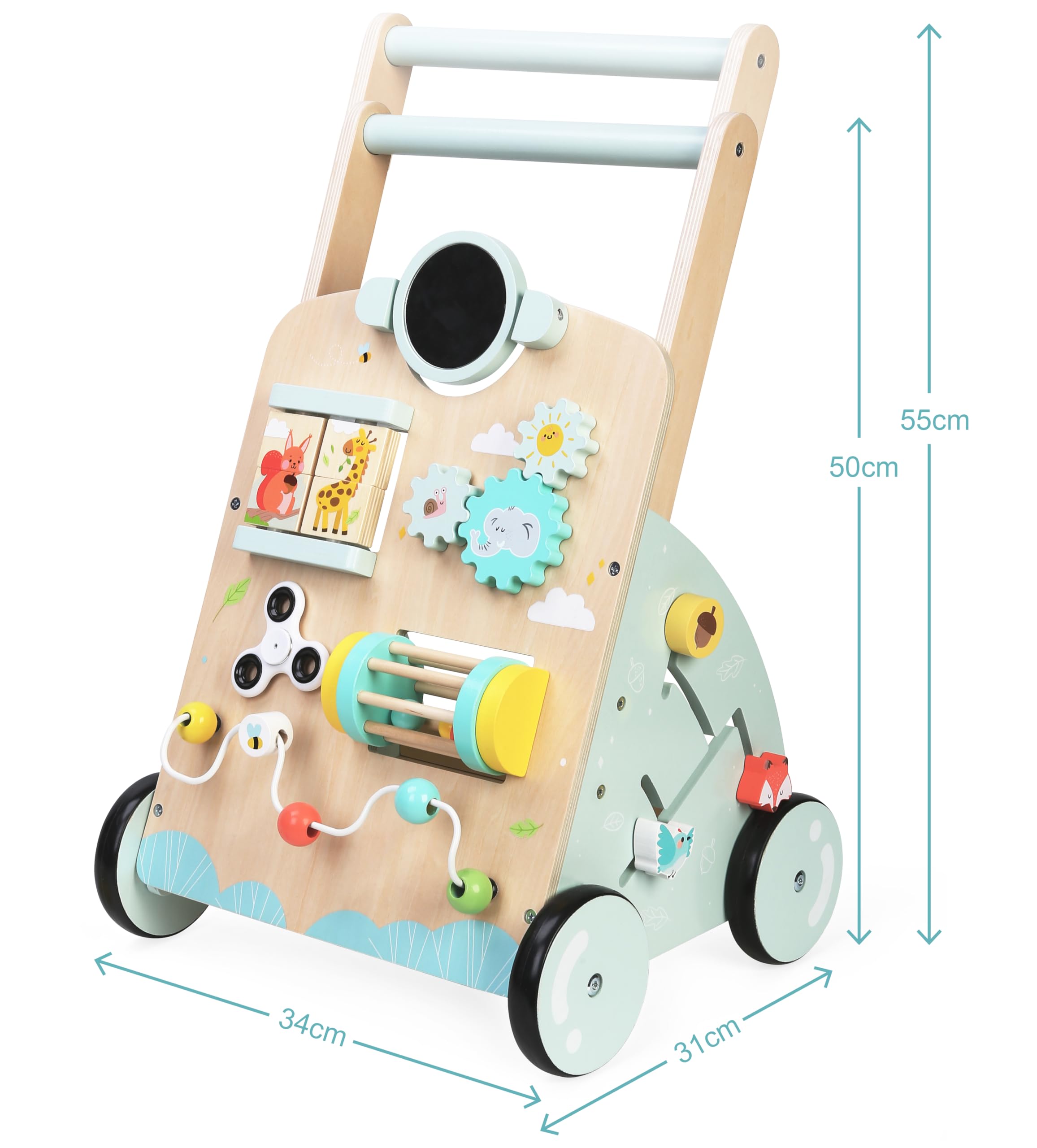 Bayer Chic 2000 Lauflernwagen Holz | Activity-Walker mit Motorikspielzeug | Stabiler Holz-Lauflernwagen mit bunten Motorikspielen, Xylophon & Formensortierer. Activity-Walker für erste Schritte.