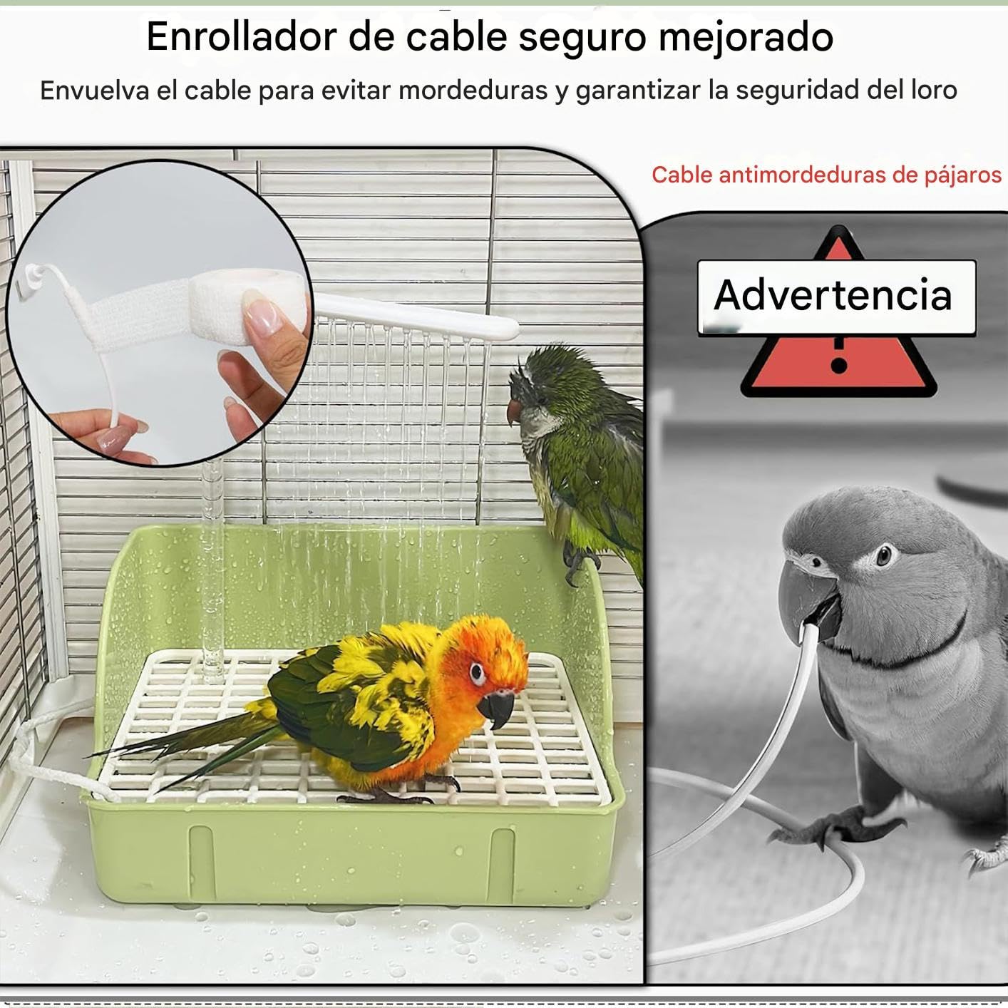 Genérico Bañera para Loros,Fuente de Ducha Circulante para Aves con Bomba | Contenedor Espacioso para Baño De Loros, Accesorio para Cotorras Periquitos Agapornis Cacatúas Guacamayos