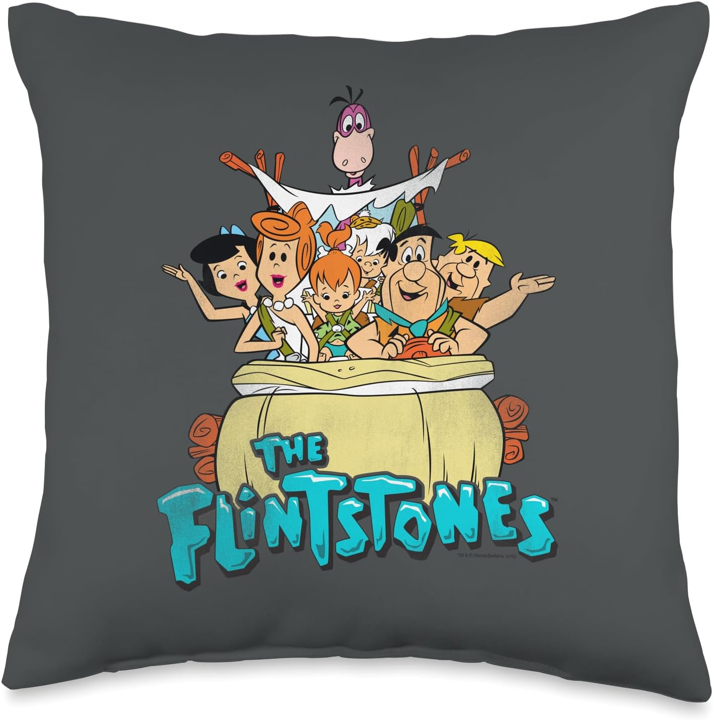 The Flintstones Ride On Throw Pillow