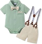 SANMIO Baby Boy Clothes Suit 0-24M Infant Gentleman Outfits Summer Short Sleeve Bowtie Bodysuit Shirts + Suspender Shorts Set