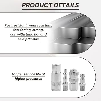 Air Line Fitting Adapter - 4pcs 1/4 BSP Connector Couplings - Female & Male Fittings - Euro & PCL Conversion Adapters for Compressor