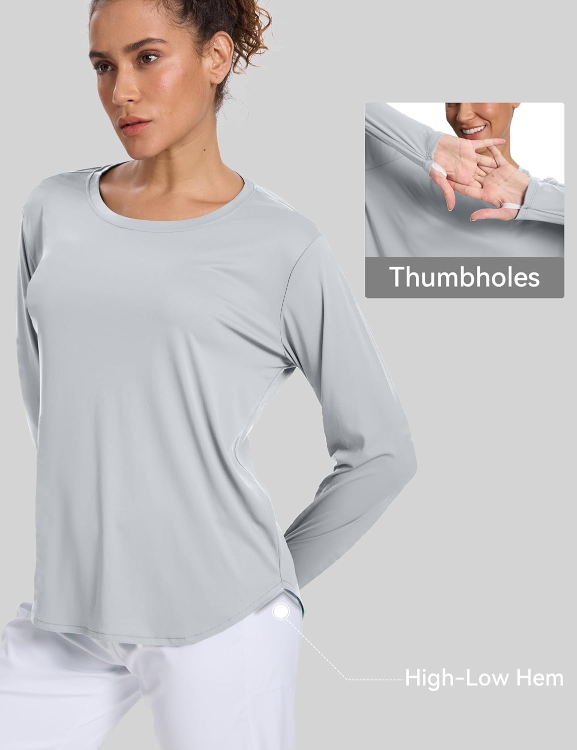 Long Sleeve Workout Tops for Women Sun Protection Shirts SPF UV Rash Guard Lightweight Hiking Tops UPF 50+ - Image 5