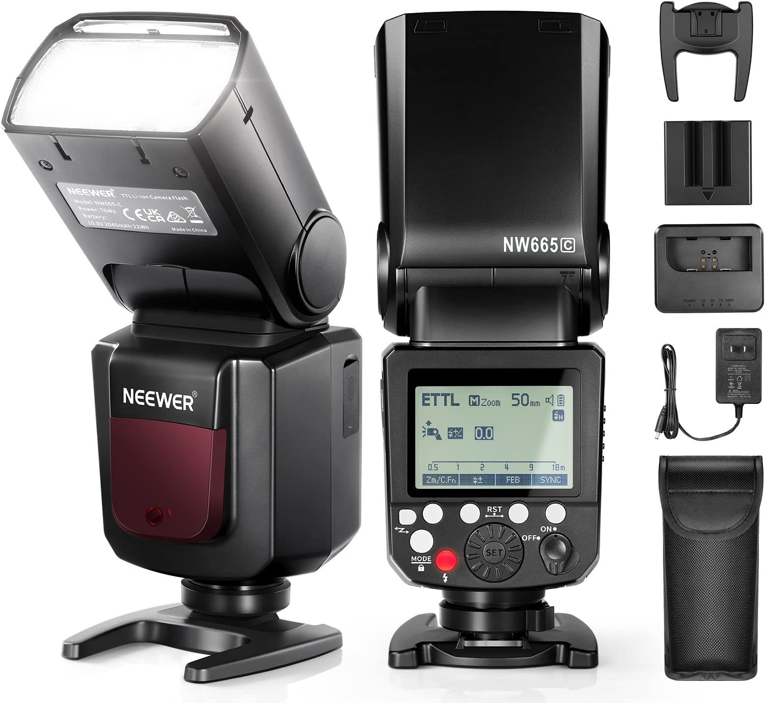 Neewer NW665-C E-TTL II Speedlite Flash, 2.4G HSS 1/8000s Speedlight, 2040mAh Lithium Battery, Full Power 650 Flashes, 1.5s Recycling Time, Compatible with Canon R6 R5 R3 R M6 850D 800D 7D/6D Mark II