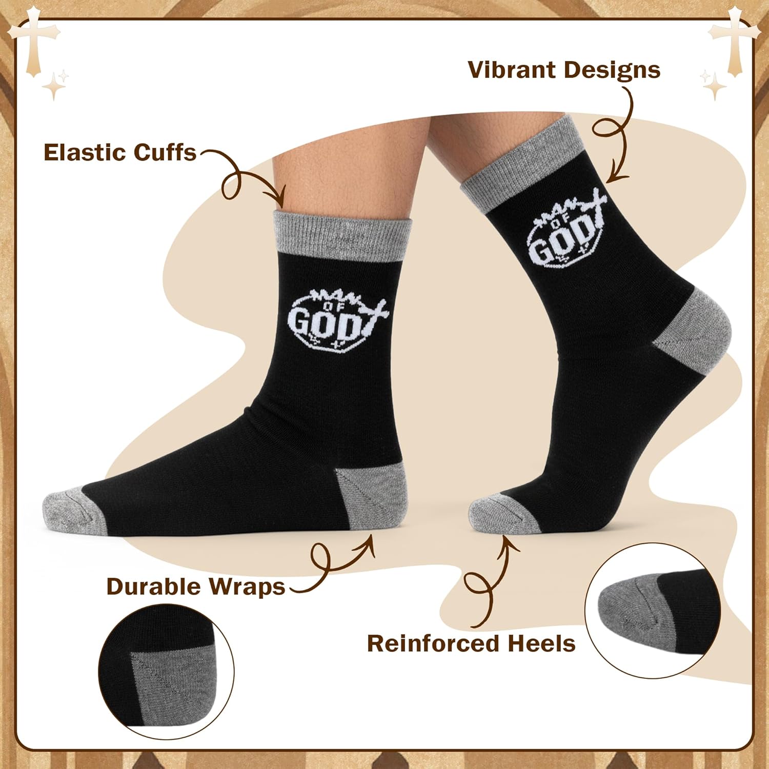 3 Pairs Pastor Socks for Men Christian Pastor Appreciation Gifts with Cross Clergy Dove Sock Gift for Pastor Church Clergy Christmas - Image 4