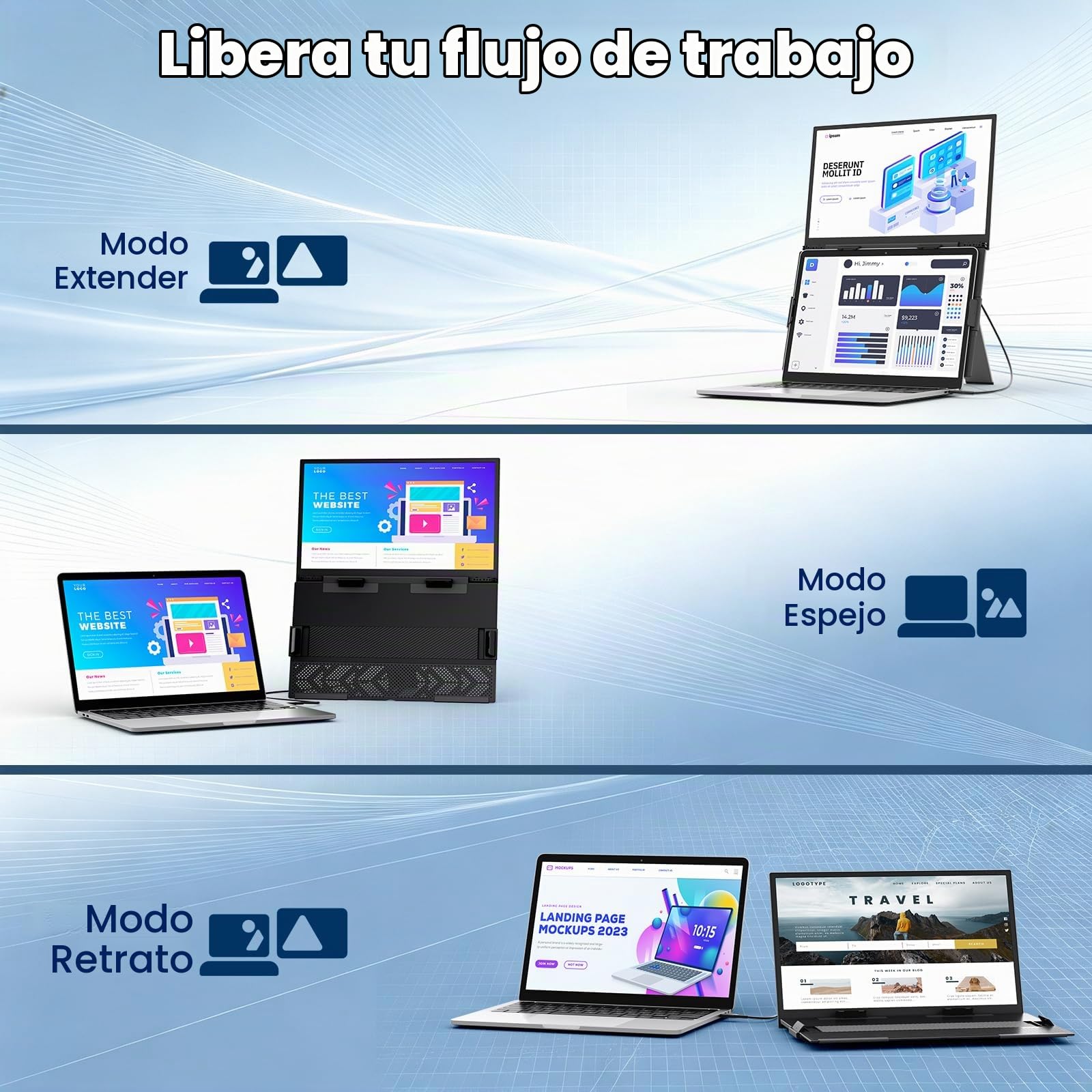 KEFEYA Monitor Portátil 14 Pulg Ultra-Ligero FHD 1080P IPS para PC 13-17.3"