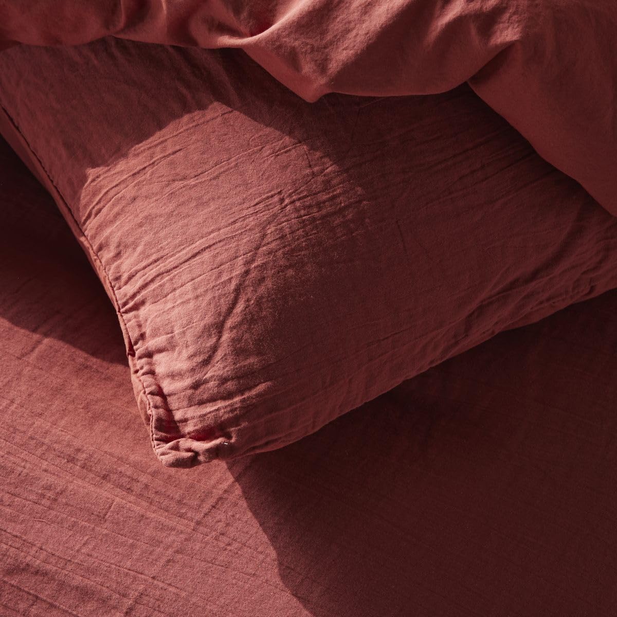 Today Parure de lit 2 Personnes 240x220cm Gaze de Coton Unie Terracotta