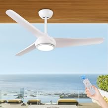 oneup 52 inch Outdoor Ceiling Fans with Lights and remote for Bedroom Patio Living Room,Indoor/Outdoor UseWHITE