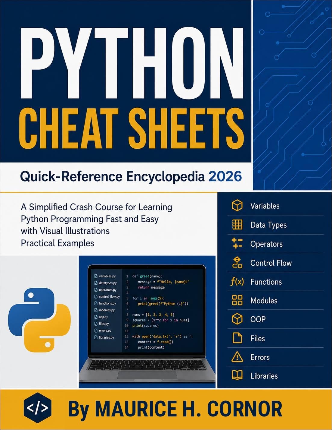 PYTHON CHEAT SHEETS - Quick-Reference Encyclopedia 2026: A Simplified Crash Course for Learning Python Programming Fast and Easy with Visual Illustrations and Practical Examples