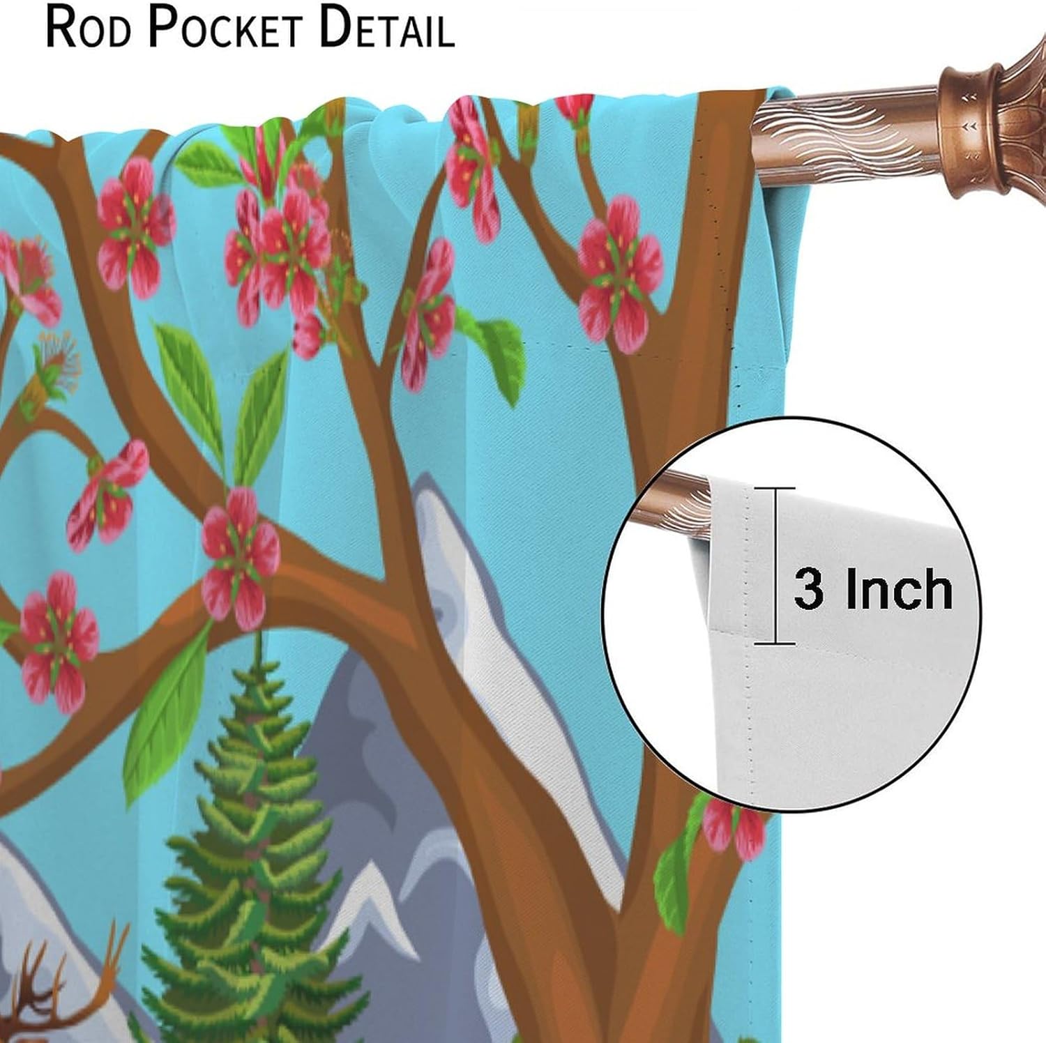 Animal Kids Cartoon Zoo Theme Curtains - Jungle Wildlife Deer Fox Rabbit Print Pattern Rod Pocket Curtains for Boys Girls Toddlers Bedroom Living Room Set 42x63 Inch 2 Panels