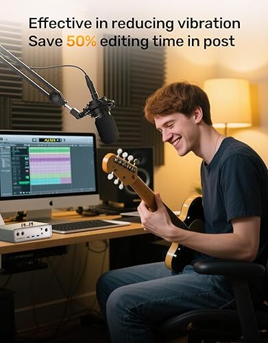 Miniatura 2 de Soporte de choque para micrófono AT2020 personalizado con filtro pop, suspensión antivibración, soporte de micrófono, clip compatible con Audio