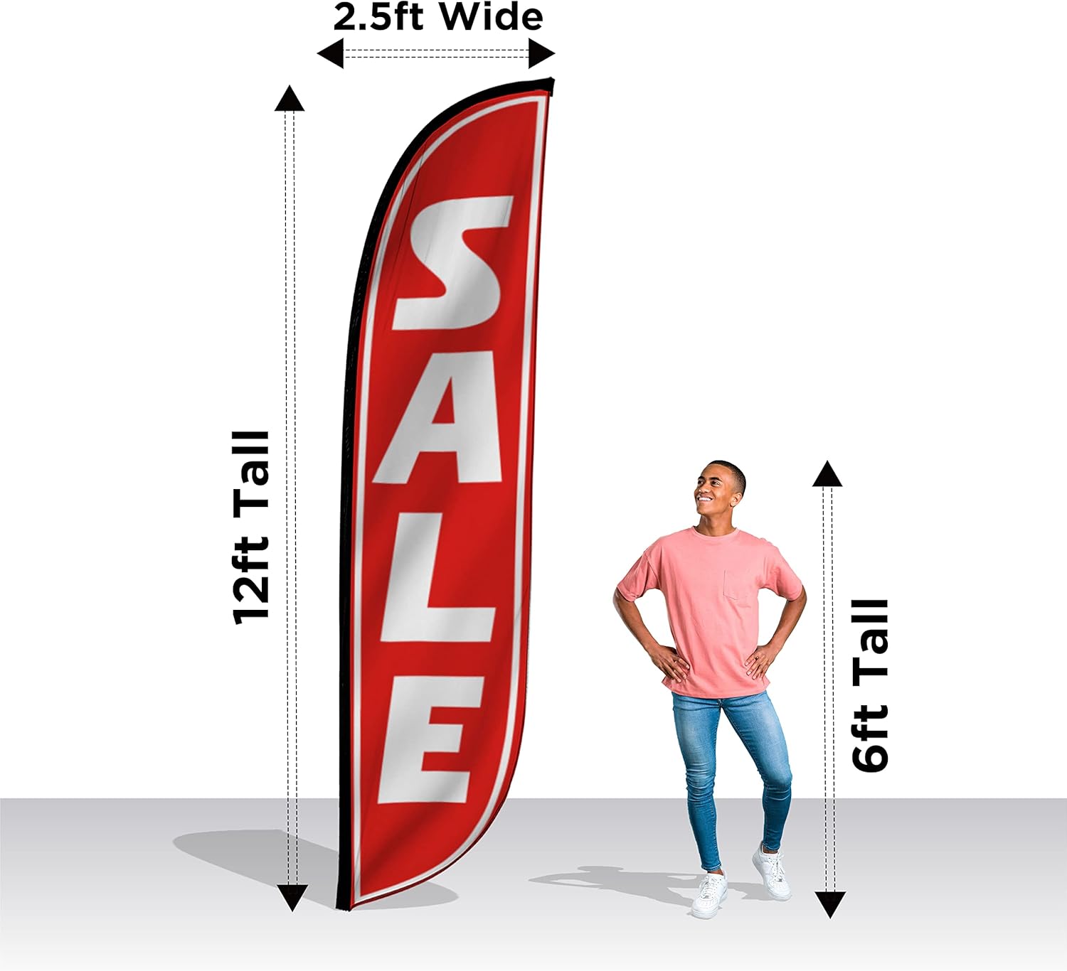 LookOurWay Car Dealership Feather Flag Bundle - 12 Feet Tall Advertising Flag Banner for Business and Events Promotion - Flag Only, No Poles Included (Used Cars Red, Certified Pre-Owned Cars, Sale Red)