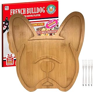 Frenchie The French Bulldog Cheese Board – 12" Charcuterie Bamboo Serving Tray, Cute Christmas Gift for Frenchie Mom and Dad
