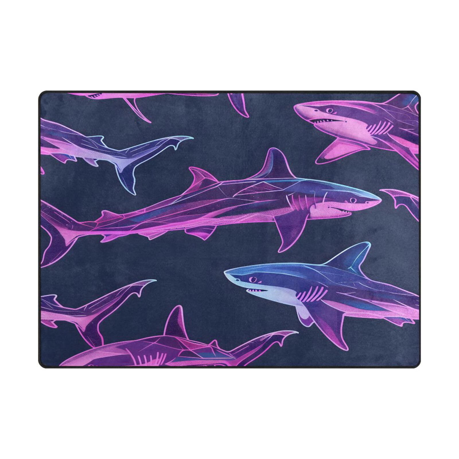 Tapis de sol contemporain violet fluo antidérapant 203x147