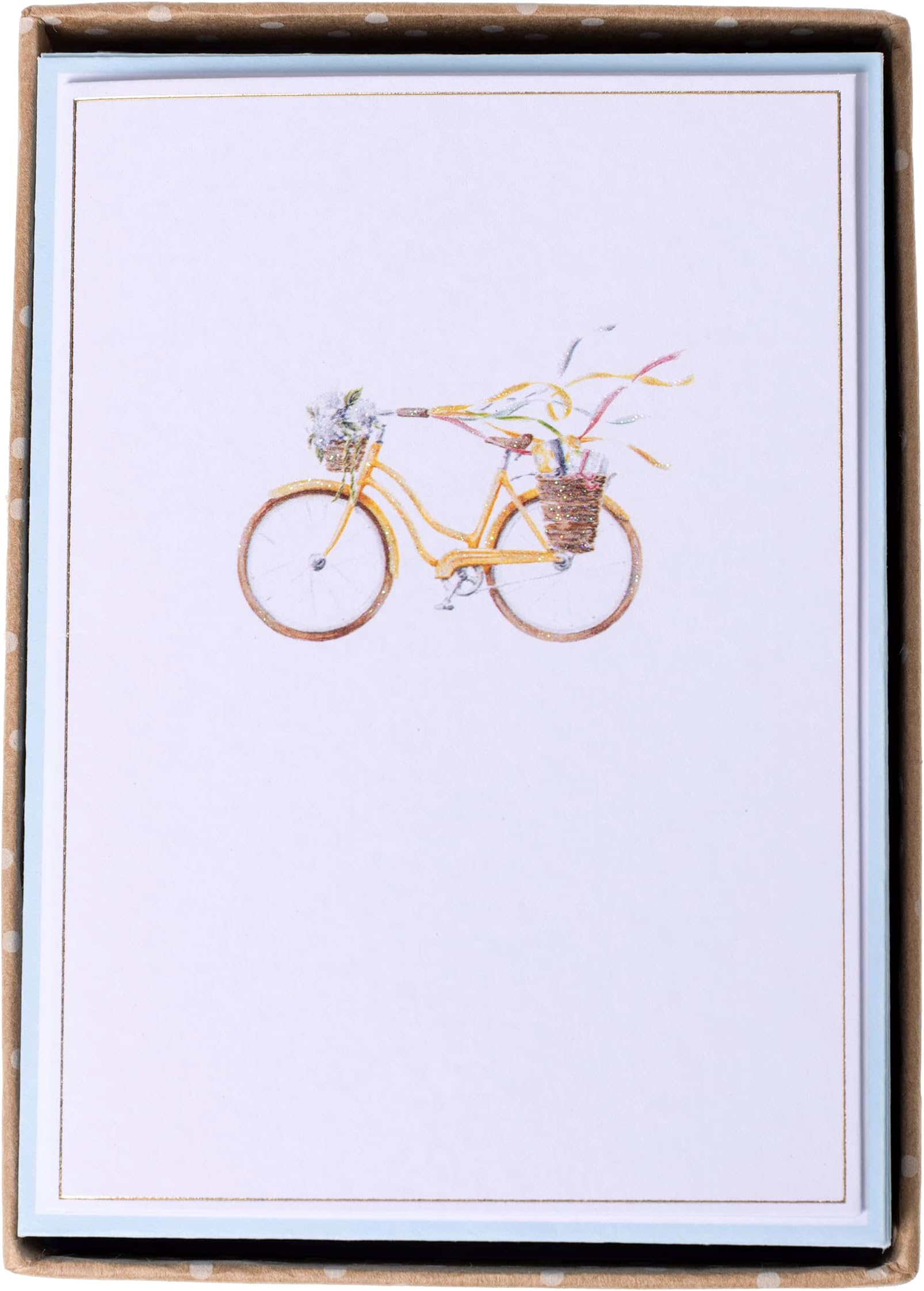 Graphique Watercolor Bike Cards | Pack of 16 Cards with Envelopes | Blank Inside | All Occasion Greetings | Glitter and Gold Foil Accents | Family and Friends | Boxed Set | 3.25" x 4.75"