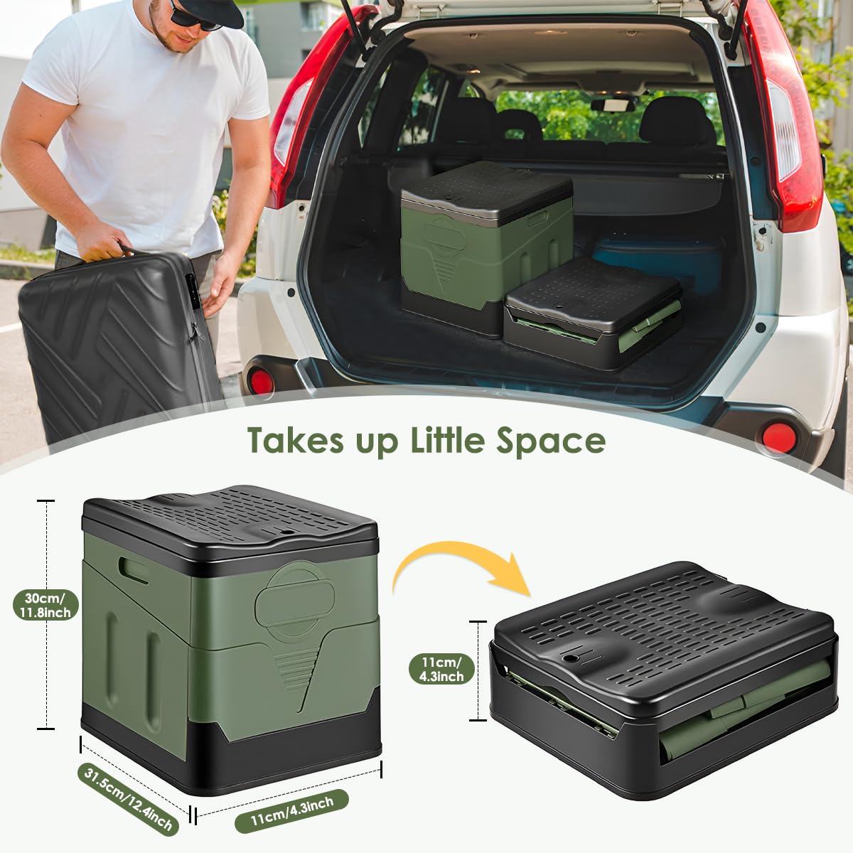 Toilette Portatile, WC Portatile per Campeggio, 20L Toilette Mobile con 12 Sacchetti Igienici Biologici, Toilette Stabile con una Capacità di Carico Max 150kg, Toilette Mobile Pieghevole per Auto