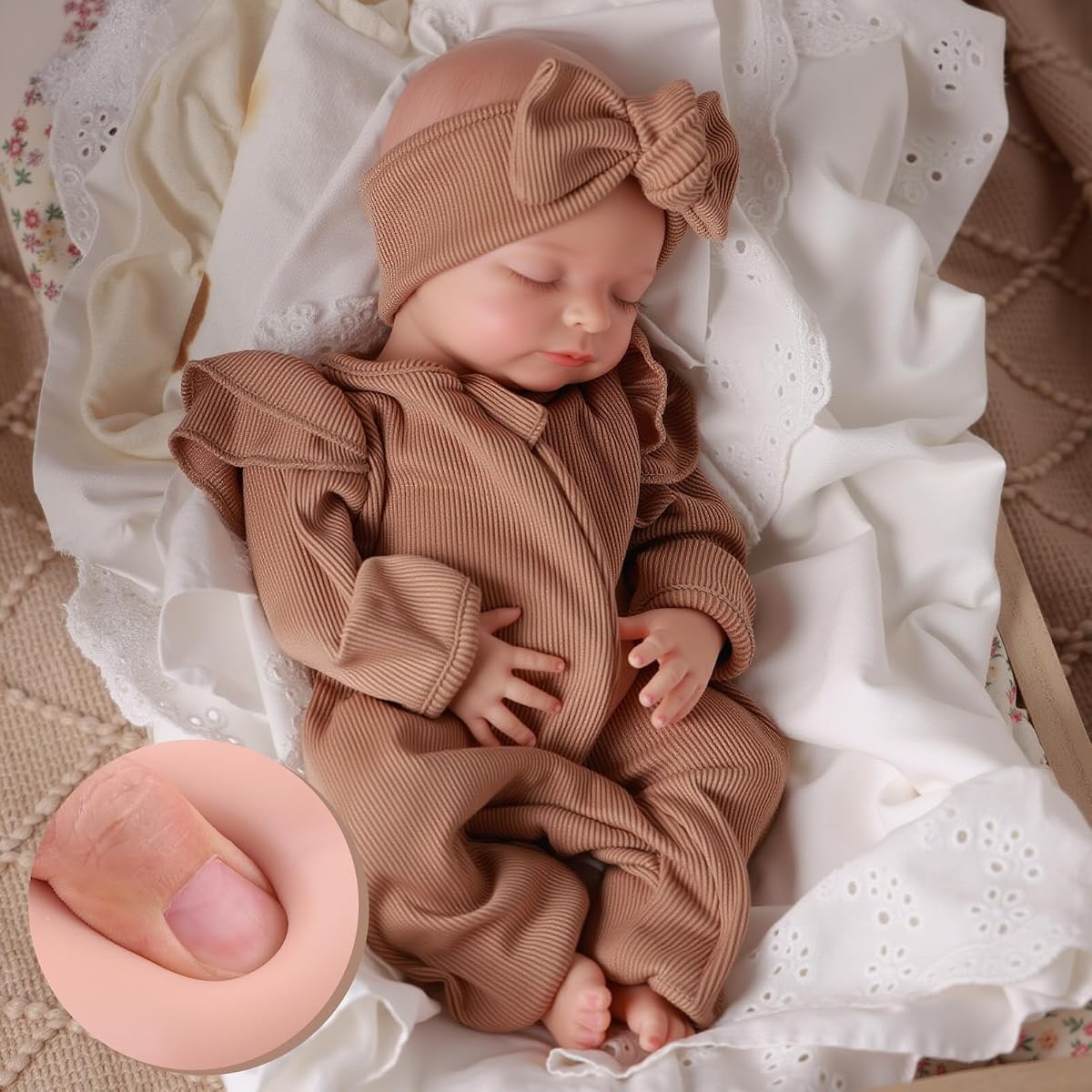 BABESIDE Muñeca de silicona de 16 pulgadas con peso de 4 libras, muñecas recién nacidas realistas | Reborn Baby Dolls Silicona Cuerpo Completo Silicona Platino, Sin Vinilo, Regalo de Cumpleaños y Navidad para Mayores de 3 Años y Coleccionistas