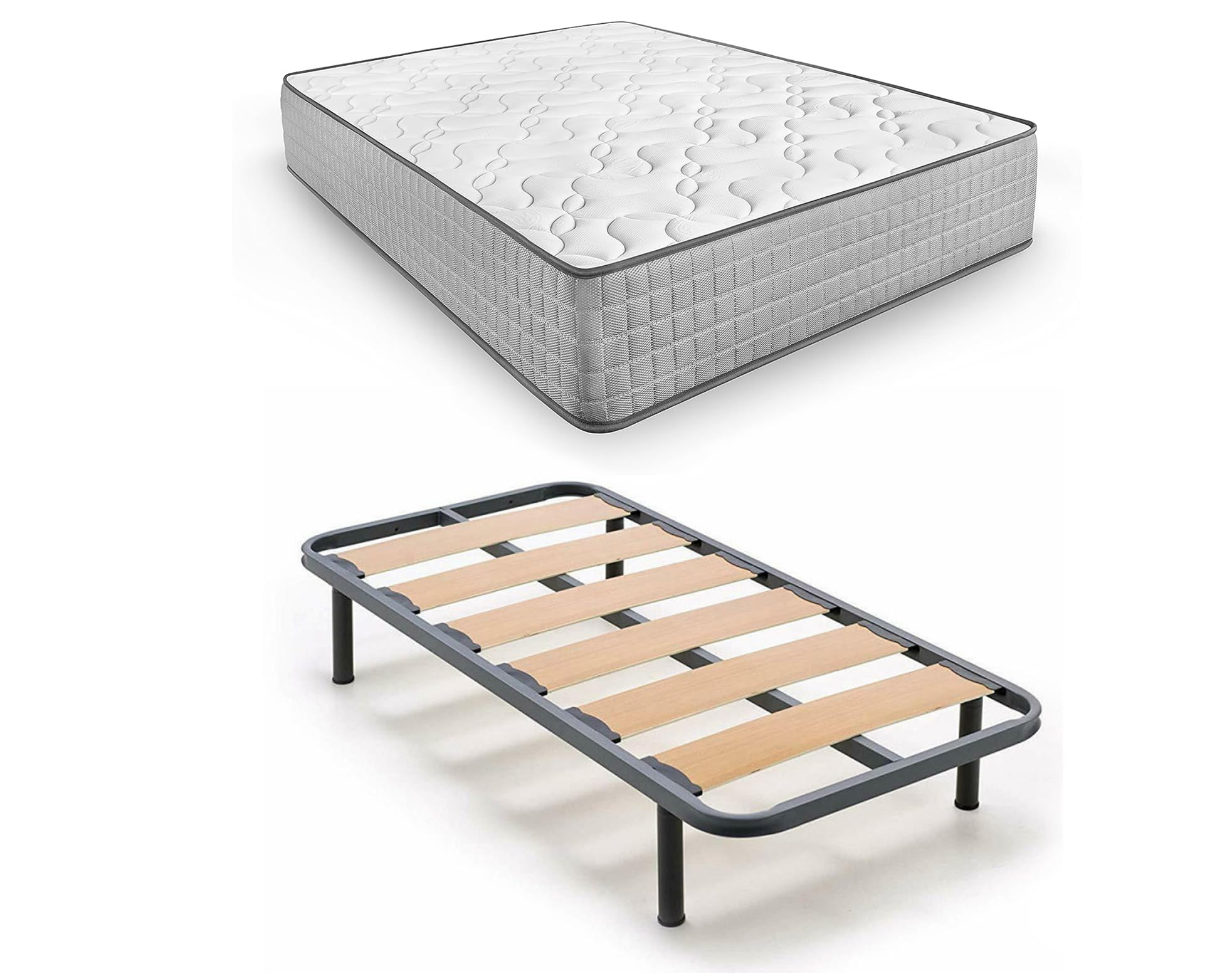 HOGAR24 ES | Cama Completa | Somier Lama Ancha + Colchón Viscoelástico Natur Plus Edition 24 | Incluye Juego de Patas Roscadas de 25 cm | Medidas: 90x180 cm