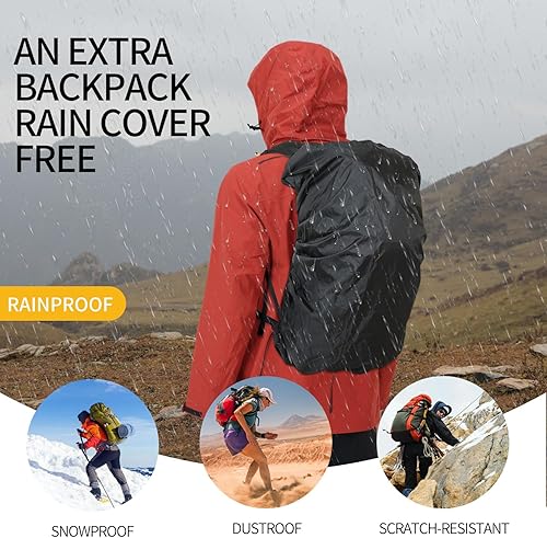 Miniatura 6 de IX INOXTO Mochila de senderismo para hombres y mujeres, mochila de camping impermeable de 30 litros con bolsa de agua de 3 litros y cubierta para la