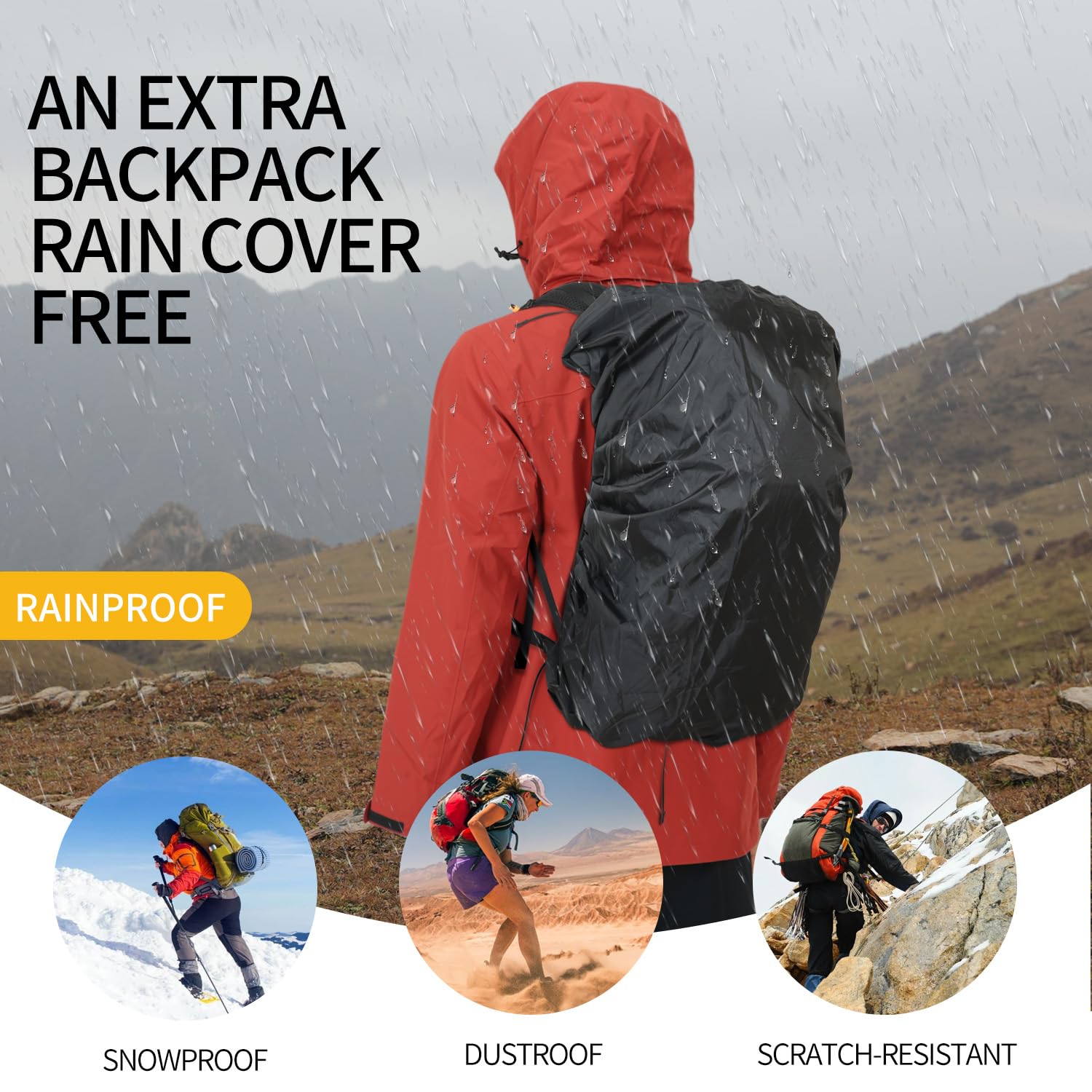 IX INOXTO Wanderrucksack für Damen und Herren, 30 l, wasserdicht, Camping-Rucksack mit 3 l Wasserblase und Regenschutz, leicht