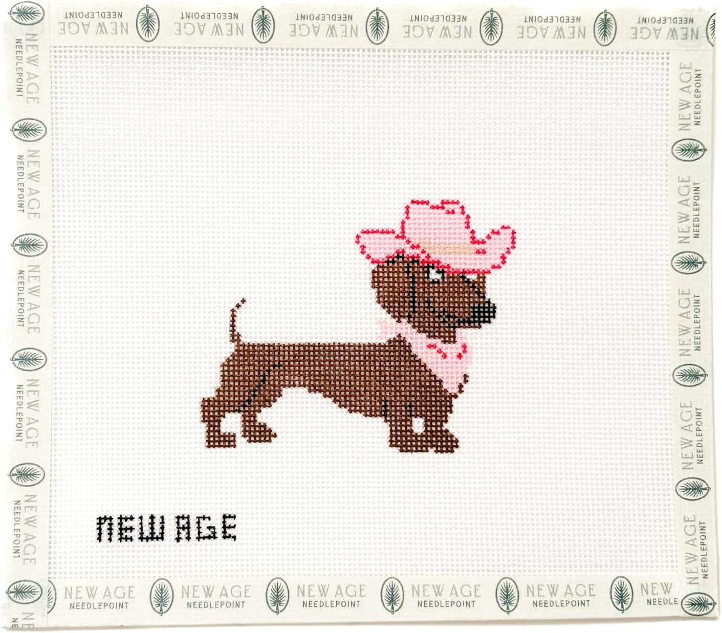 Hand-Painted Cowgirl Dachshund Needlepoint Canvas - 18 mesh Beginner Project (Just Canvas)