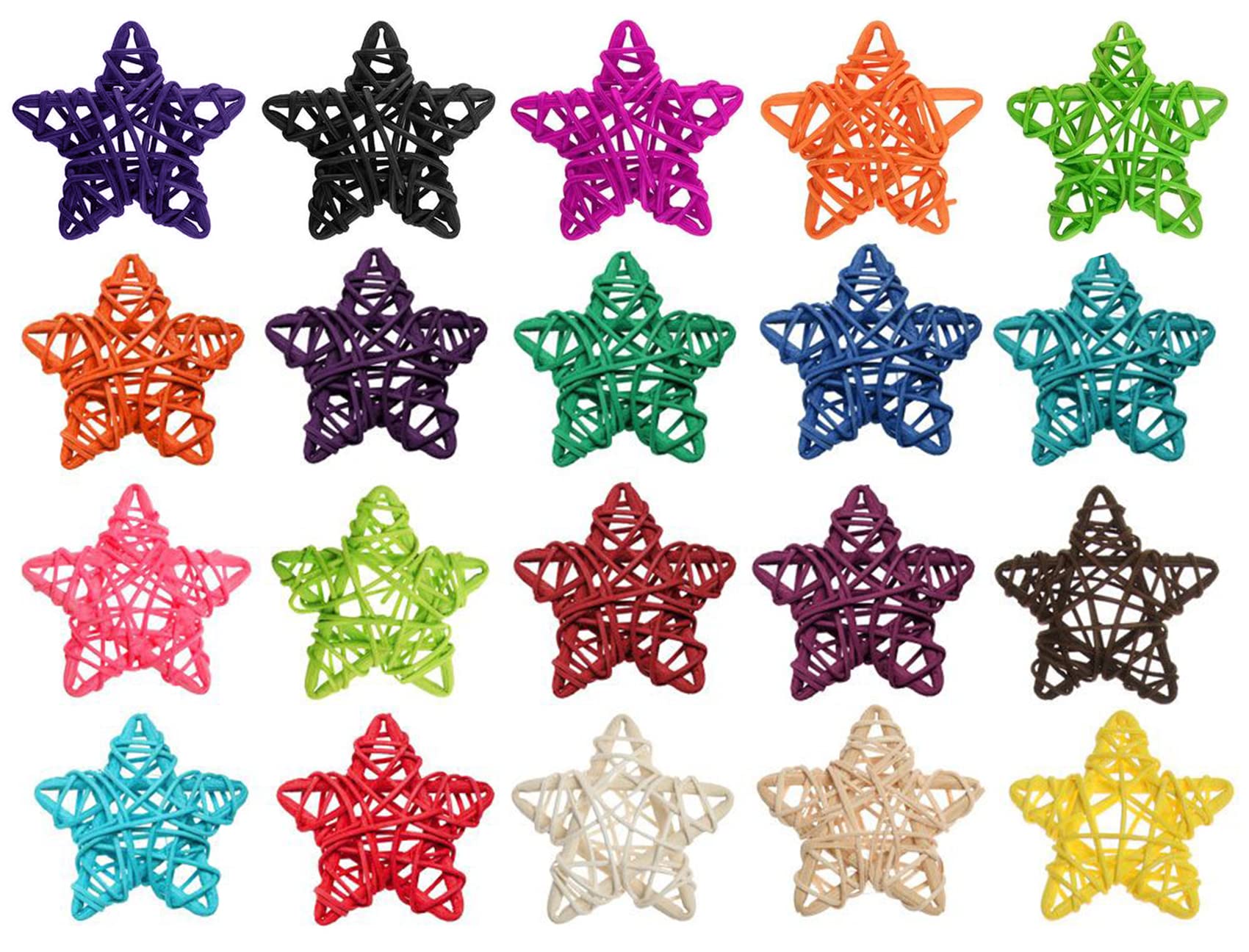20 Pcs Star Shaped Rattan Balls Decoration, 2.36 Inch Star Shaped Vase Fillers Star Shaped Wicker Balls for Home Decor, Wedding Table (Random Color)