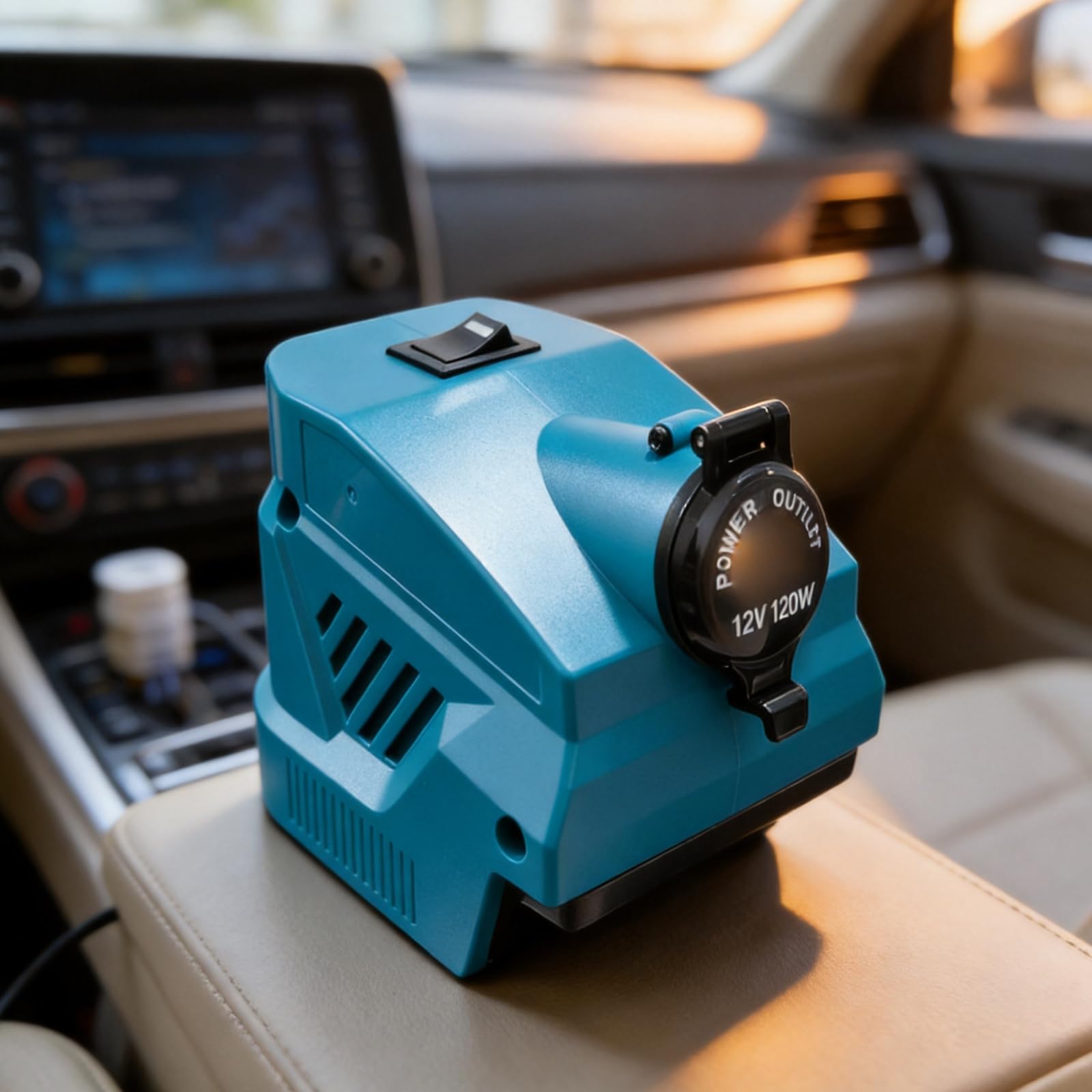 Convertidor de enchufe portátil de 12 V, baterías de herramientas, adaptador de luz LED con carcasa ABS, fuente de alimentación temporal para camping, reparación, respaldo de vehículos