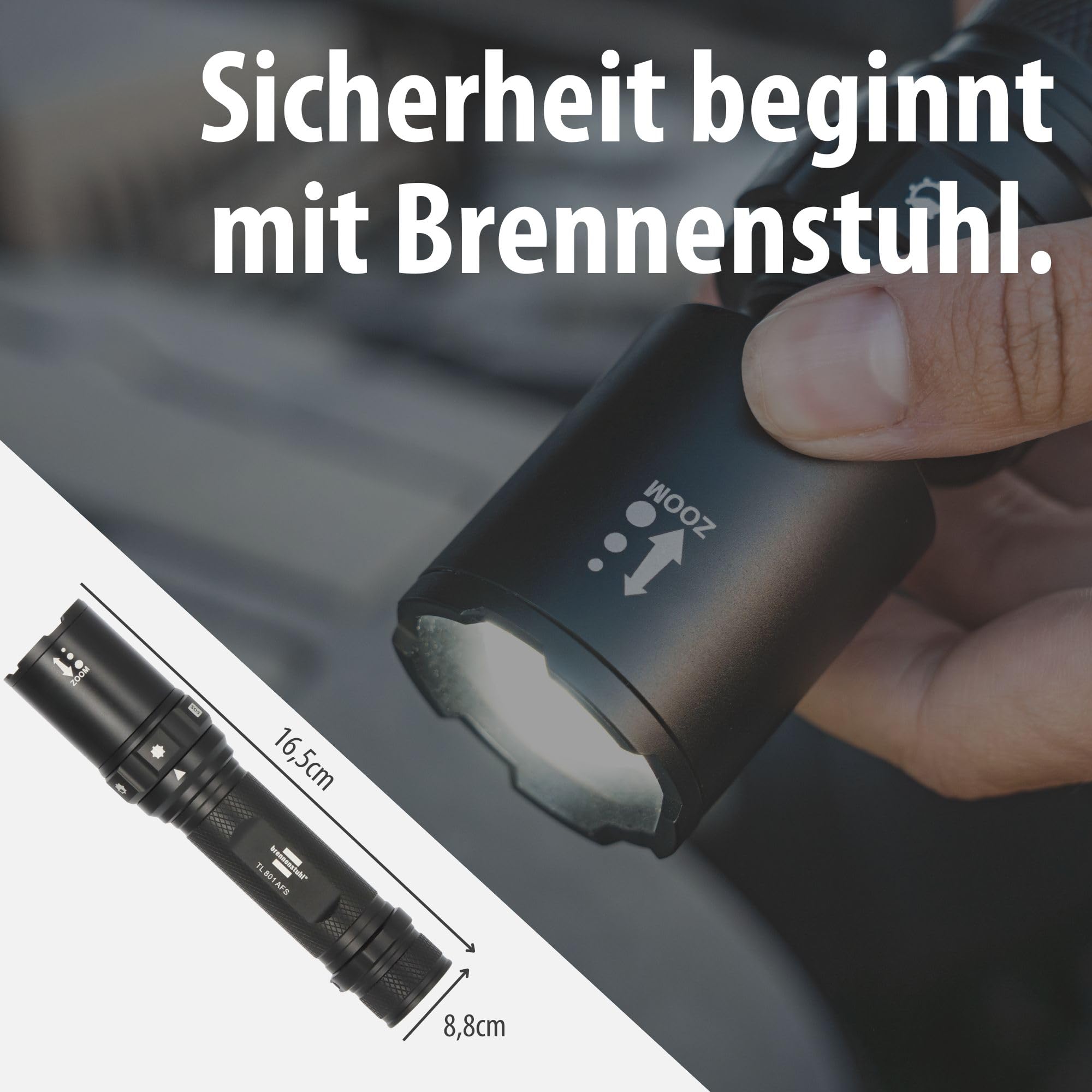 Brennenstuhl Akku Fokus Selektor LED Taschenlampe TL 801 AFS IP44, 800lm