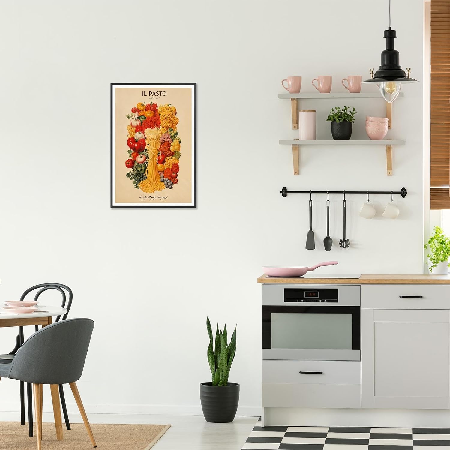 Il Pasto "The Meal" Pasta Wall Art Vintage Style Italian Food Canvas Posters Retro Kitchen Fruits Vegetables Foods Prints Painting For Kitchen Dining Room Wall Decor 8x12in Unframed