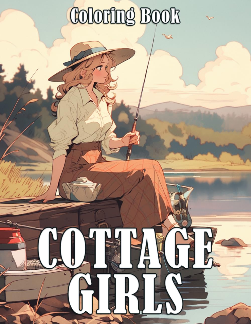 Cottage Girls Coloring Book: Beautiful Country Girl Coloring Pages Featuring Cozy Farms, Peaceful Countryside Landscapes and Rural Life for Adults & Teens