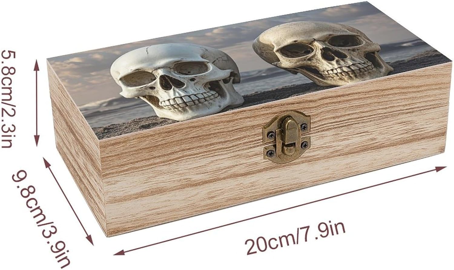 Vintage Wooden Storage Box with Front Clasp Keepsake Box with Lid image 2