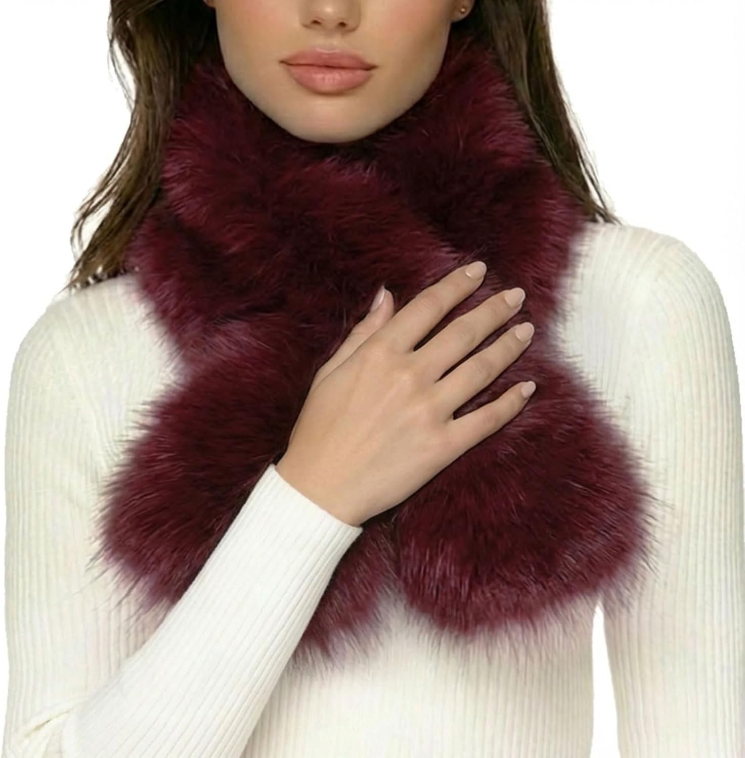 Fur Collar Scarf for Women Neck Warmer Scarf Fluffy Fur Scarves Thanksgiving Christmas Gifts for women