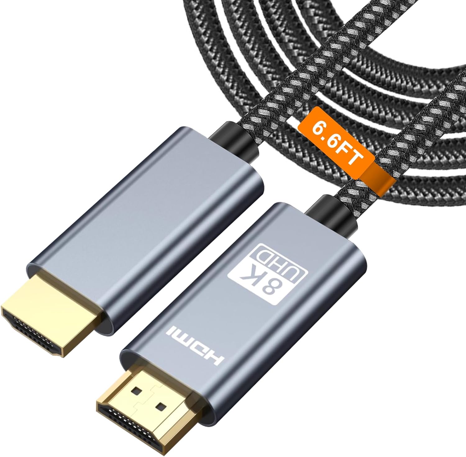 UCEC 6.6FT Cable HDMI 2.1 8K, 48Gbps Ultra High Speed Certified HDMI 8k Cable Cord for TV Compatible with PS5 PS4 Laptop PC 8K@60Hz 4K@144Hz 3D eARC