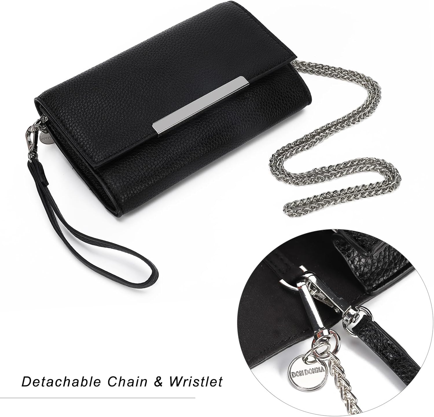 AFKOMST Valentines Day Gifts: Clutch Purse Evening Bag for Women Small Wristlet Handbag for Formal Wedding or Casual Outfits | Vegan Leather, Fit Phone,Passport, Detachable Chain - Image 6