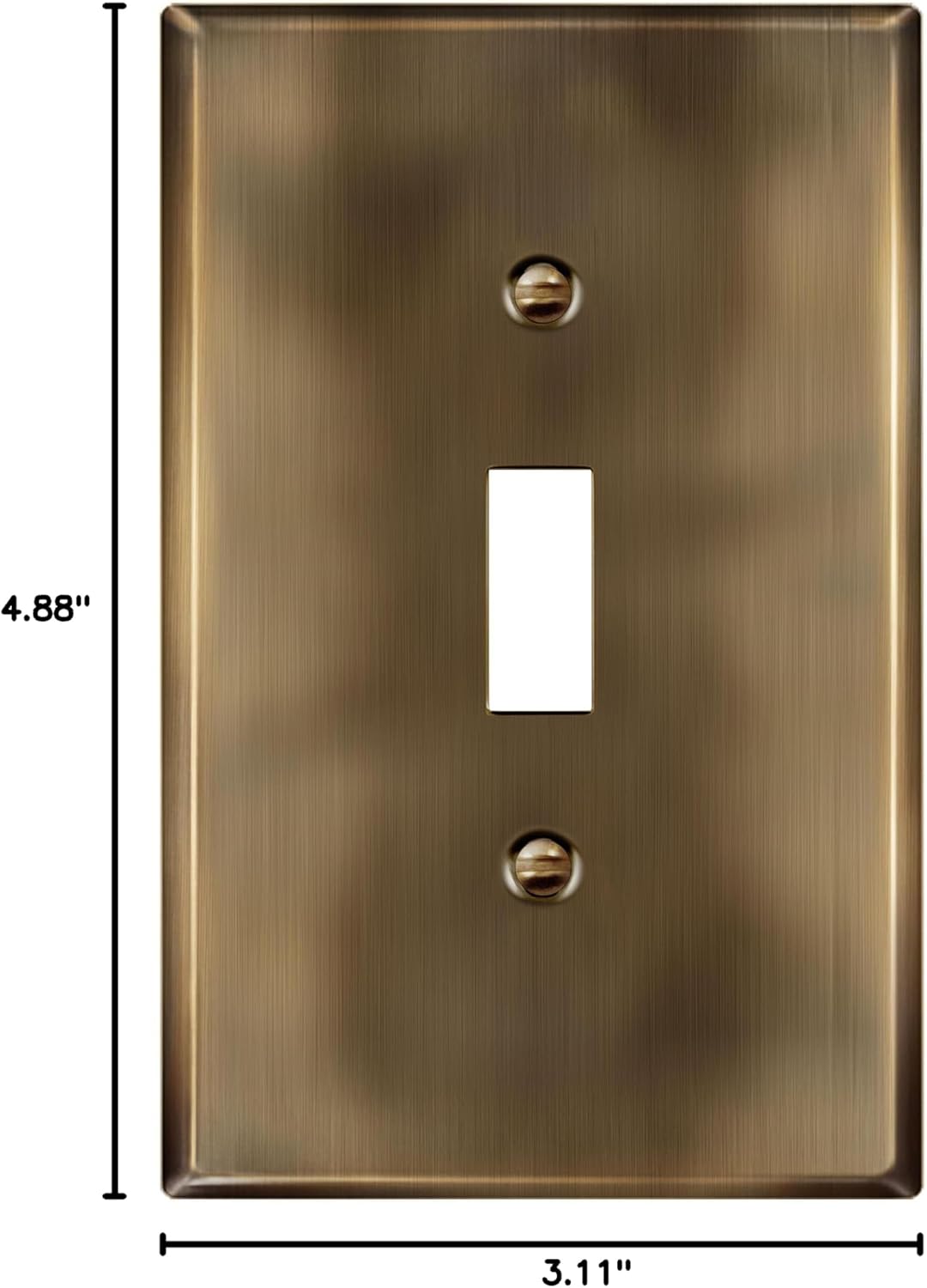 LIDER Toggle Light Switch Metal Wall Plate, Stainless Steel Switch Cover, Corrosion Resistant, Mid-Size 1-Gang 4.88" x 3.11", 201 Stainless Steel, LMWP-11M-AB, Antique Brass