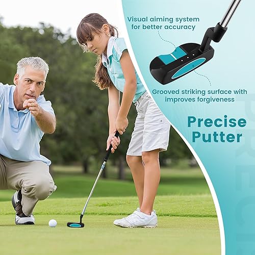 Miniatura 3 de Tangkula Juego de palos de golf para niños para mano derecha, juego completo de palos de golf junior con conductor #1 de 300CC y hierros y putter