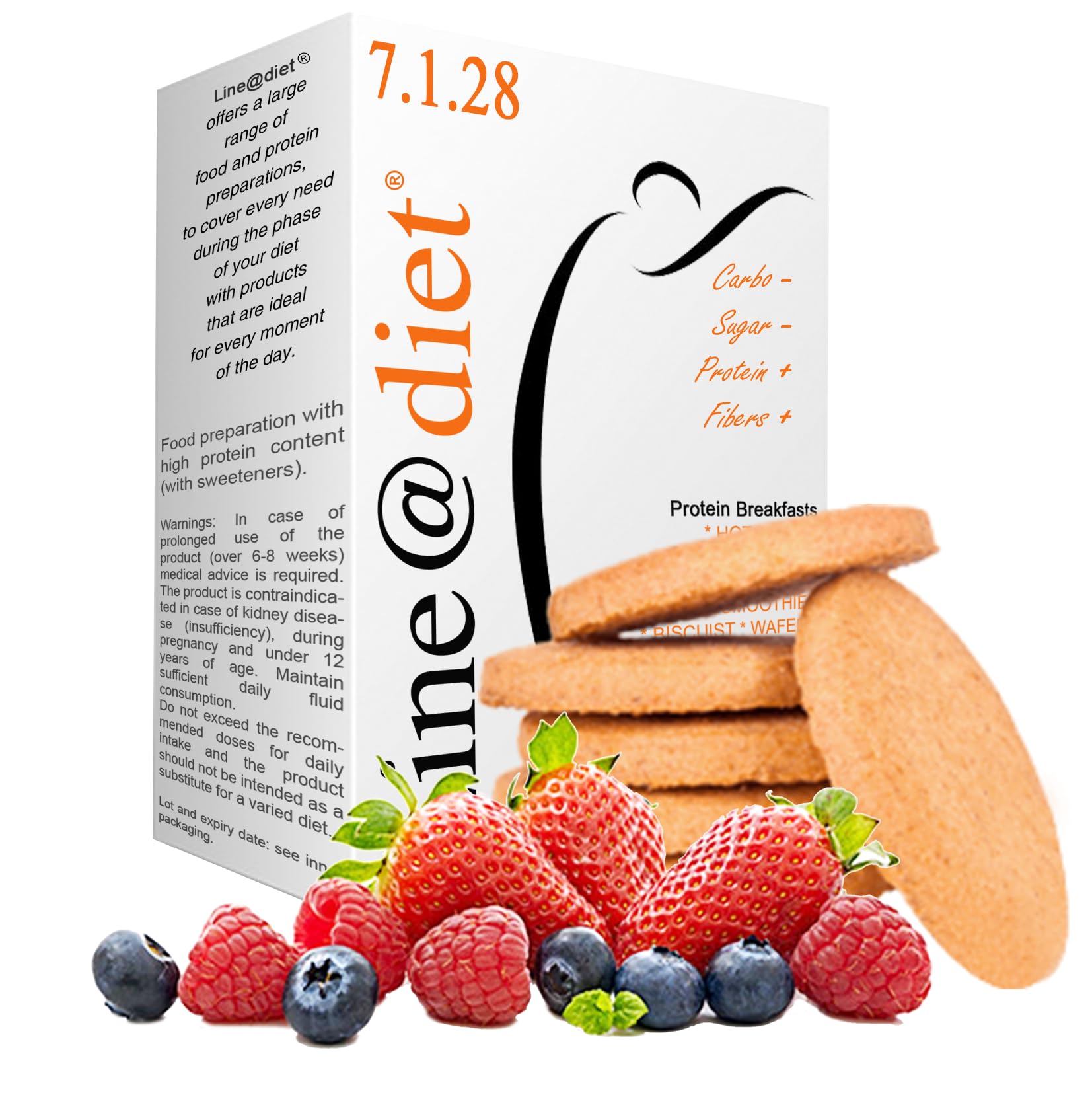 Biscotti proteici Lineadiet - 7 monoporzioni di biscotti gusto frutti rossi - 30% proteine, ridotto contenuto di carboidrati e zuccheri (35 biscotti totali)
