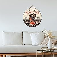 Vista 7 de Artsy Woodsy Letrero de madera de esquina de lectura personalizado (no tallado o neón), placa de pared, decoración de Book Nook Club Room Hideaway 03