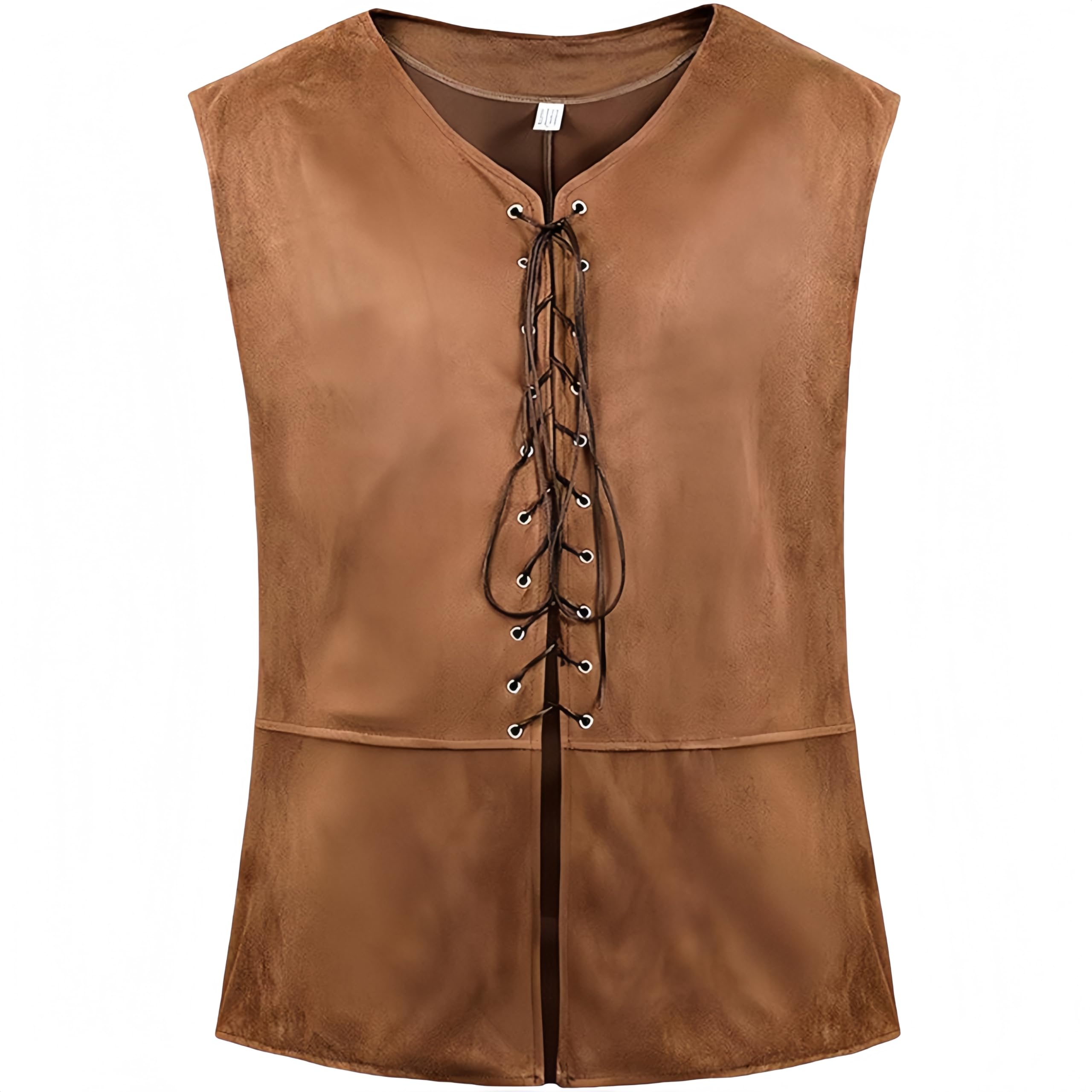 Proumhang Gilet Uomo Steampunk Gotico Pirata - Gilet Rinascimentale Senza Maniche con Collo Aperto e Lacci Regolabili per Costumi Medievali, Feste Vittoriane e Eventi a Tema