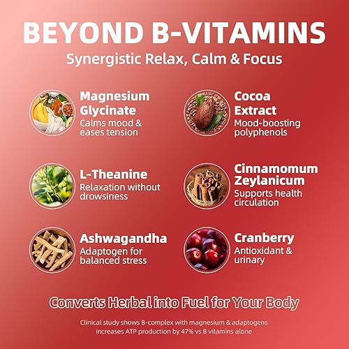 Miniatura 4 de Complejo de vitamina B  Metilcobalamina B12 + biotina 1000 mcg  Ashwagandha, L-teanina y metil folato - Gotas del complejo B, apoya la energía y la