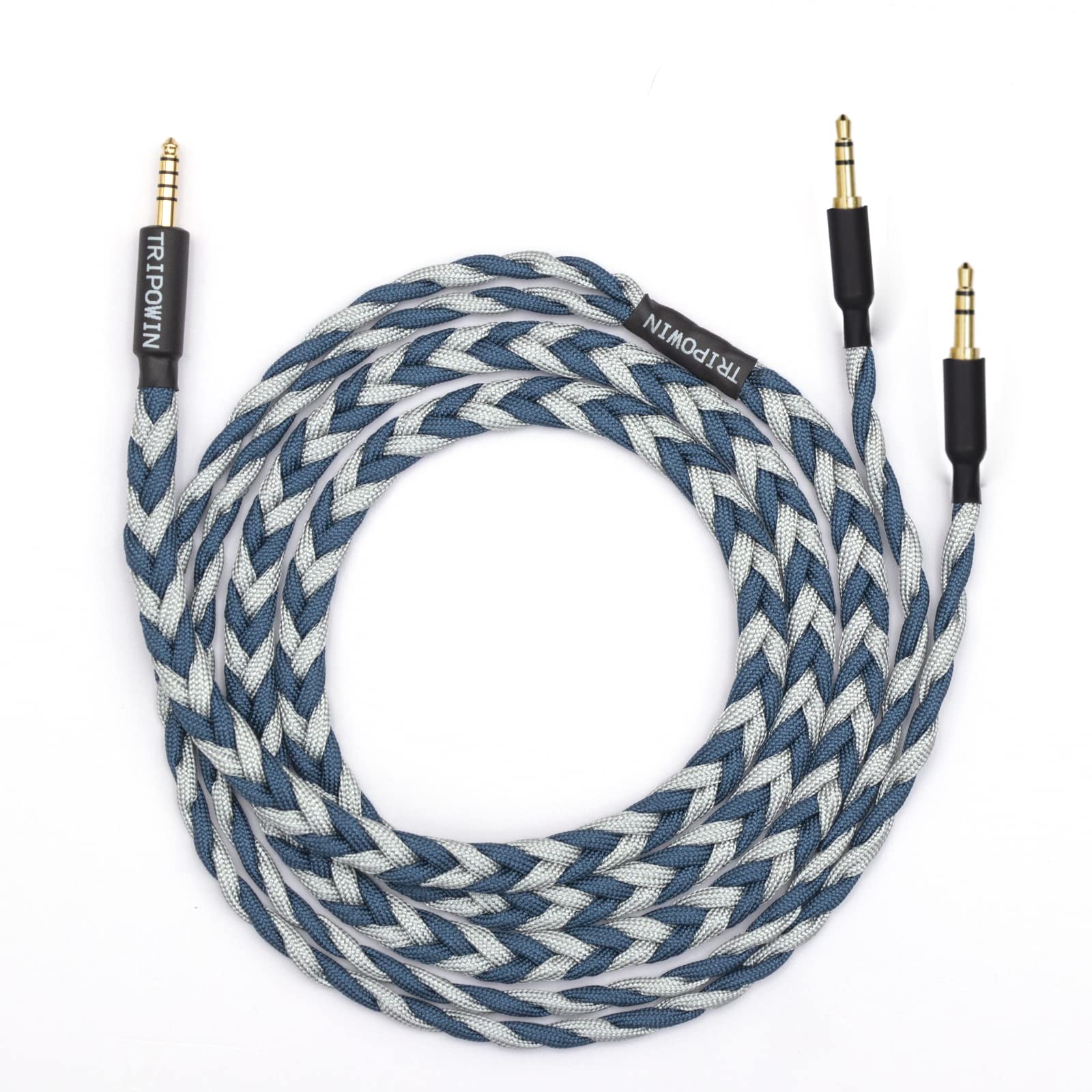 Linsoul Tripowin GranVia Upgraded OFC Headphone Replacement Cable, Dual 3.5mm Connector to 4.4mm TRRRS Stereo Headphone Cable,for HE4XX/HE-400i/HE400se/Goldplanar/Focal ELEGIA(Blue, 1.5m)