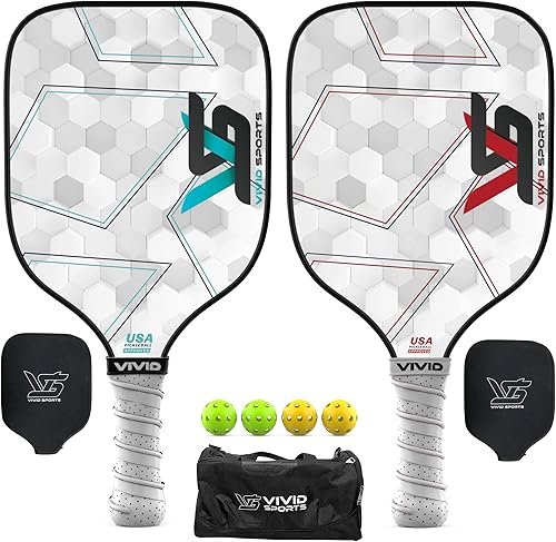 Vivid Sports Paleta de grafito Pickleball Paddle Polymer Honeycomb Core Bolsa de lona Interior Pelotas de pepinillo al aire libre Cubiertas de