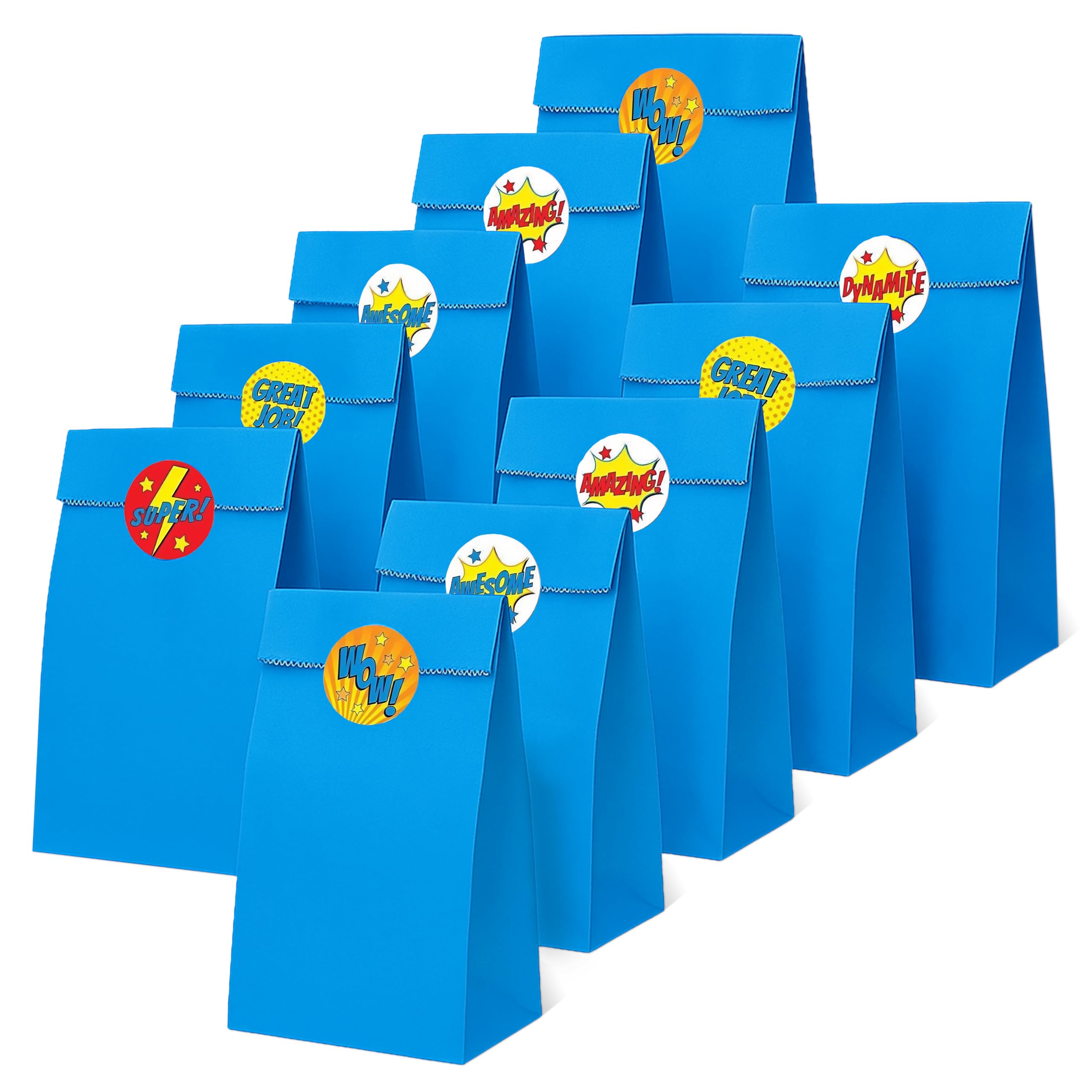Thepaperbagstore 40 Blue Paper Party Bags with Reward Stickers โ image 1
