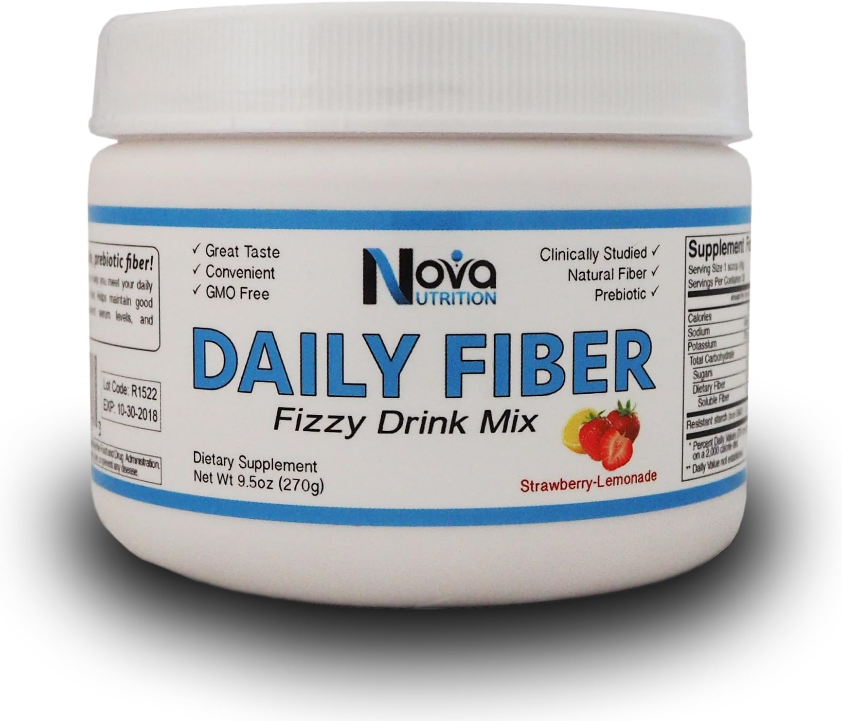 Daily Fiber - Nova Nutrition - Fizzy Fiber Drink Mix - 30 Servings (270g)