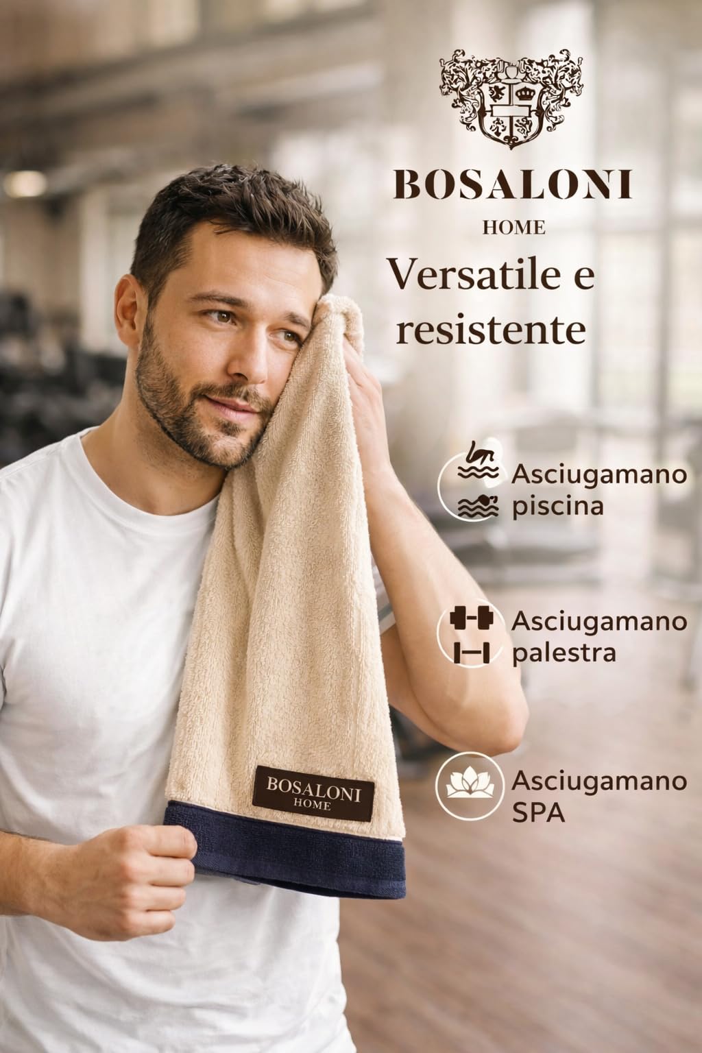 B O S A L O N I HOME Set 2 Asciugamani Viso – Formato Compatto ed Elegante – 100% Cotone – Morbidi, Leggeri e ad Asciugatura Rapida - Blu