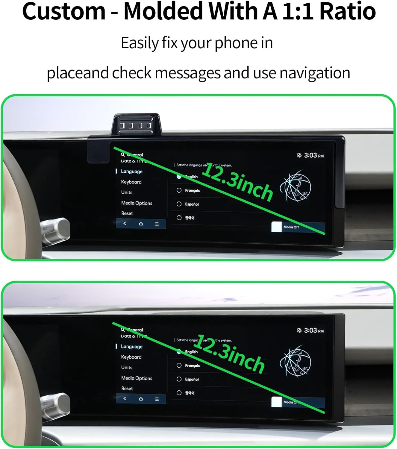Car Phone Holder for 2025 Hyundai Ioniq 9 Accessories 12.3-Inch Screen Fixed Clip, 360° Rotation Phone Mount Compatible with MagSafe, Cell Phone Holder Does Not Affect Air Vent