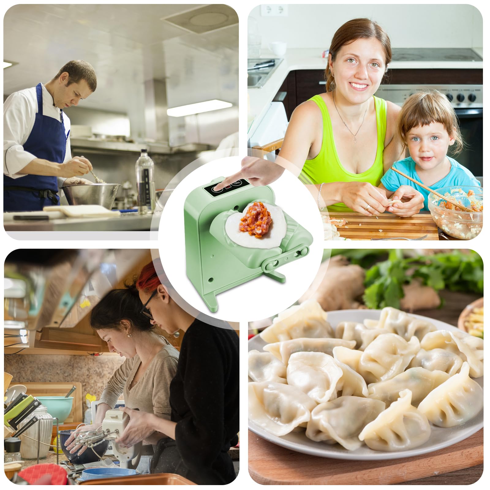 Leikurvo Máquina automática de albóndigas, juego de pasta con cepillo, cuchara y cortador, cuchillas de acero inoxidable, alimentado por USB