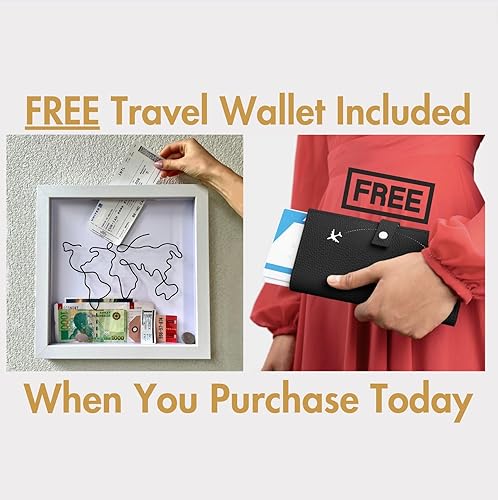 Miniatura 5 de Travel Adventure Archive Box,Travel Shadow Box with Slots,12-inch Wemory Boxes for Keepsakes,Fun Ticket Holder-Vintage 12Inch-White