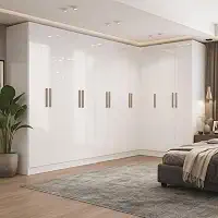 Guarda-roupa Modulado de Canto 11 Portas e 4 Gavetas Paris Branco