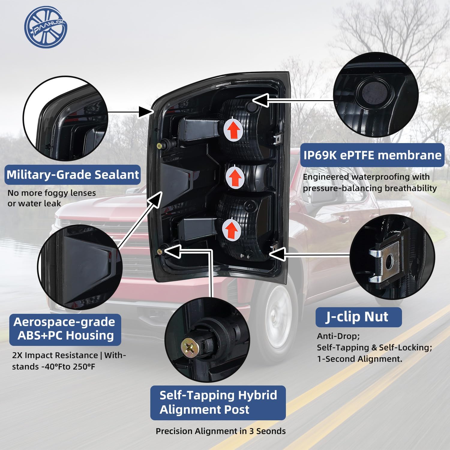 Smoked Tail Lights for 2014-2019 Chevy Silverado 1500/2500/3500 & 2015-2019 GMC Sierra 3500HD DRW | Factory 3-Bulb Housing Only | Driver+Passenger Pair (No Bulbs/Harness)
