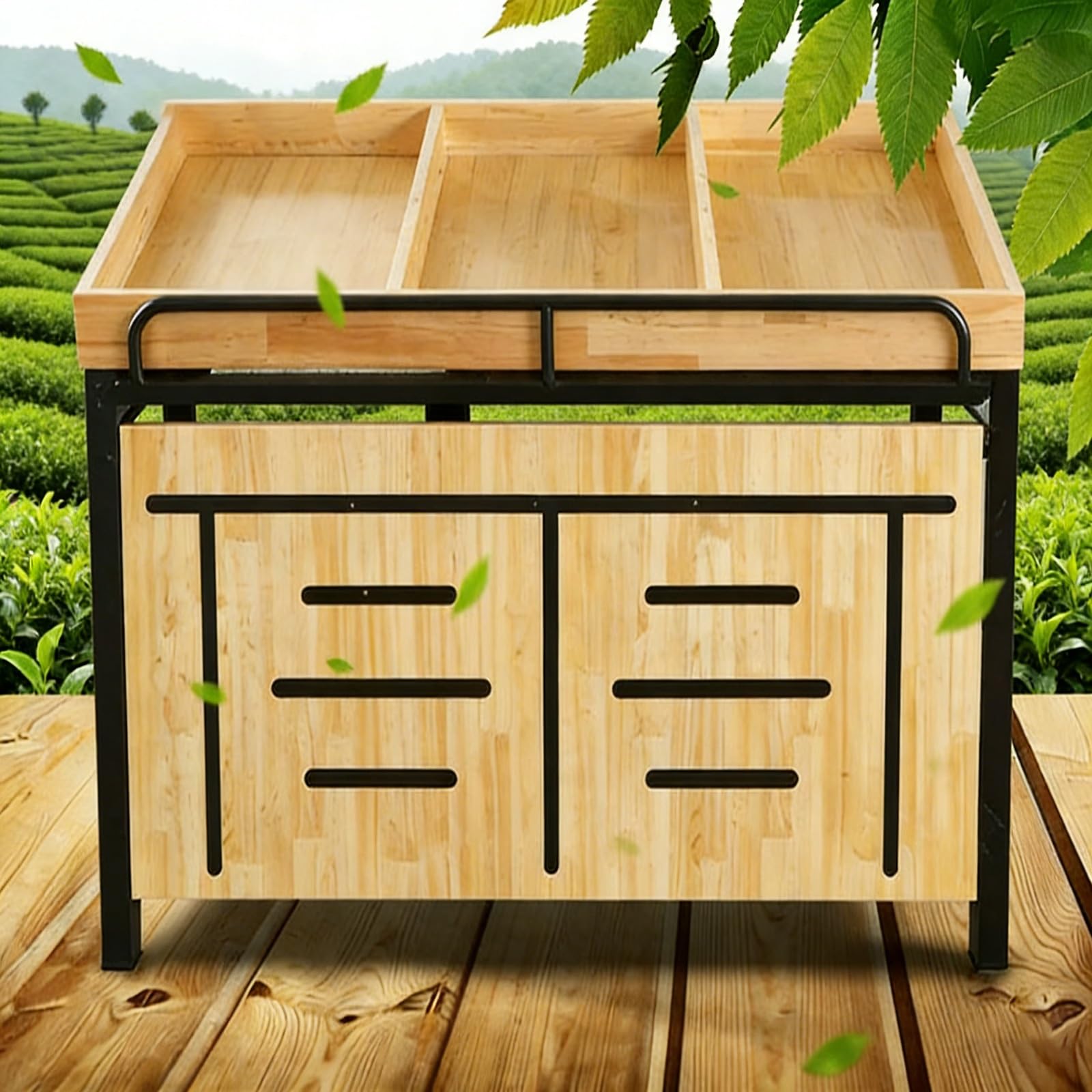 Cesta de madera para frutas con fácil instalación y estructura de alta durabilidad